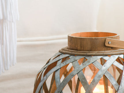 Decorative Lantern With Handle, Wooden Lantern For Indoor Outdoor, Home Garden, Wedding - Silver