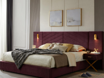 Comfortable Upholstered Bed With Vertical Channel Tufted Wingback Headboard