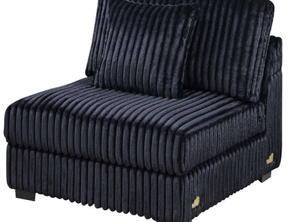 Armless Chair With Pillow, Living Room Furniture, Soft Upholstered - Black