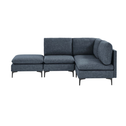 Upholstered Modular Sectional With Tall Legs, Medium Firm Seat