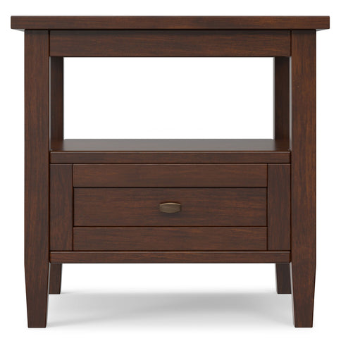 Warm Shaker - End Table With Smooth Drawer Storage - Brown