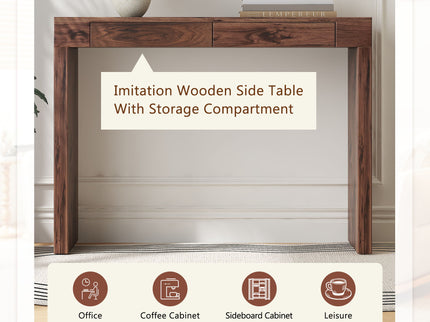 Console Table With Double Drawers - Walnut
