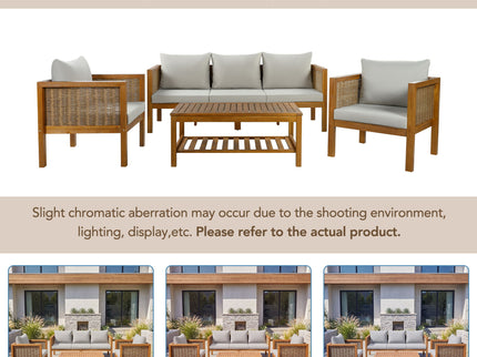 Patio Set Outdoor With Coffee Table And Cushions