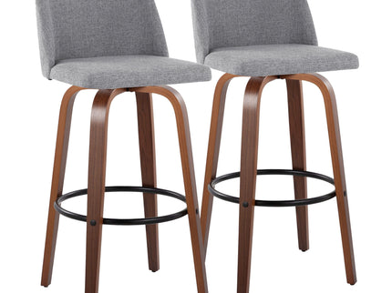 Toriano - Mid Century Modern Fixed Height Barstool Swivel And Round Footrest (Set of 2)