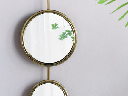 2 Circle Mirrors For Wall Decor, Unique Contemporary Wall Mirror For Living Room Bedroom Entryway - Gold