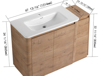 Freestanding Bathroom Vanity With Sink, 1 Small Storage Cabinet, Soft Close Door