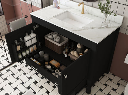 Bathroom Vanity Set, Fluted Cabinet, Soft Close Doors & Drawers - Black