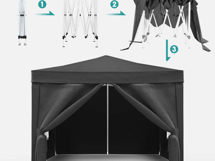 10'X10' Folding Canopy With 4 Removable Sidewalls Outdoor Event Shelter UPF 50+ Gazebo Portable Tents For Parties Beach Camping Wedding Ez Pop Up Canopy 4 Pieces Weight Bag + Carry Bag
