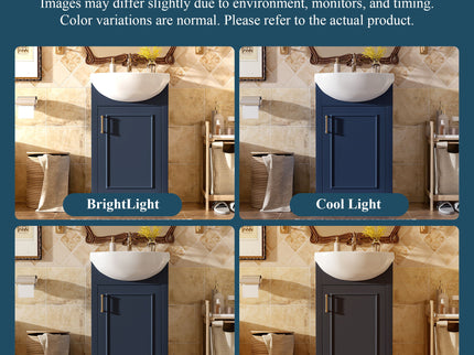 Bathroom Vanity With Bulged Sink, Cabinet, Soft-Close Door, Freestanding Single Unit