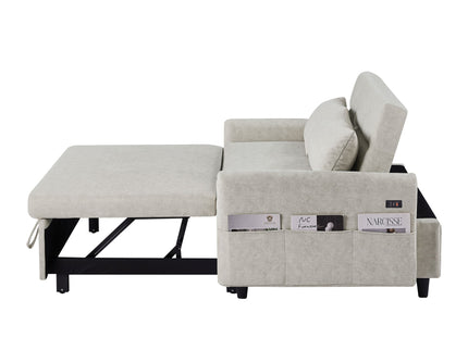 Pull Out Sleep Sofa Bed Loveseats Sofa Couch With Adjsutable Backrest, Storage Pockets, 2 Soft Pillows, USB Ports For Living Room, Bedroom, Apartment, Office