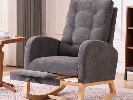 Accent Rocking Chair With Footrest, High Back