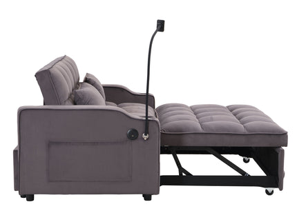 Modern Loveseat Futon Sofa With Pullout Bed, Adjustable Reclining Backrest, Toss Pillows