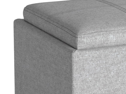 Rockwood - Upholstered Cube Storage Ottoman With Tray