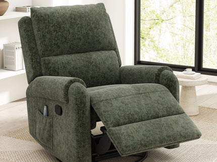 Manual Recliner Massage Chair With Swivel Rocker, 8 Massage Modes, Side Storage Pocket