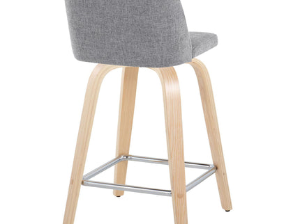 Toriano - Contemporary Fixed Height Counter Stool With Swivel With Square Footrest (Set of 2)