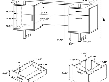 Jensen - 2 Drawer Desk - White