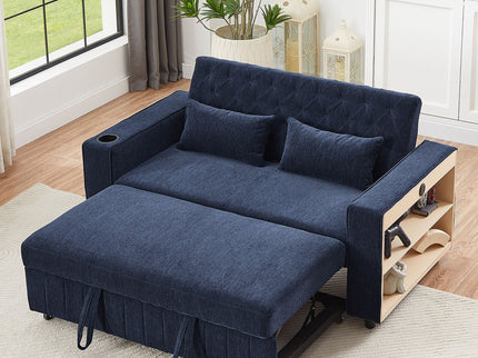 Pull-Out Sofa Bed Convertible Couch With Adjustable Backrest For Living Room