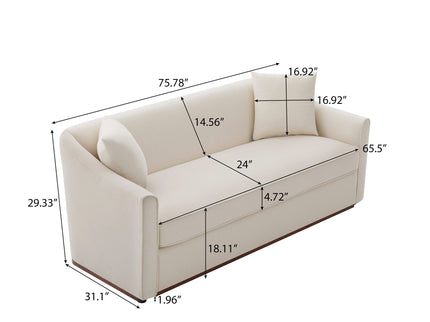3 Seater Sofa With Wrap Around Armrests And Throw Pillows