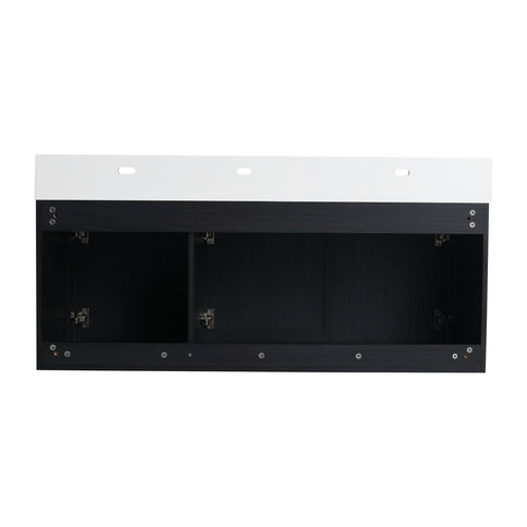 Modern Wall Mounted Bathroom Vanity With Thick Edge Resin Sink And Storage Rack