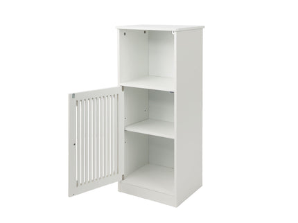 Louvered Door Bathroom Low Cabinet With Multi Layer Storage - White