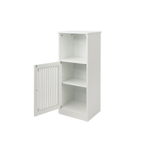 Louvered Door Bathroom Low Cabinet With Multi Layer Storage - White