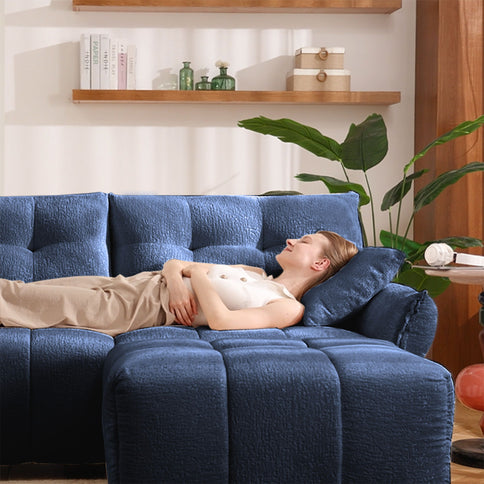 Modern Sofa & Pillows, Textured Cover, High Rebound Cushions