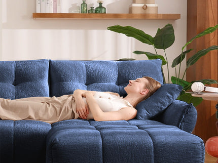 Sofa Set With Ottoman And Pillows, Textured, High Resilience Cushions