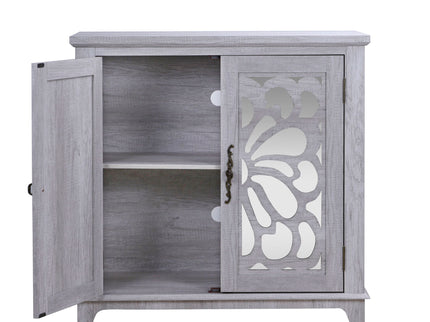 Elegant Sideboard With 2 Acrylic Mirrored Doors, Adjustable Shelf Storage