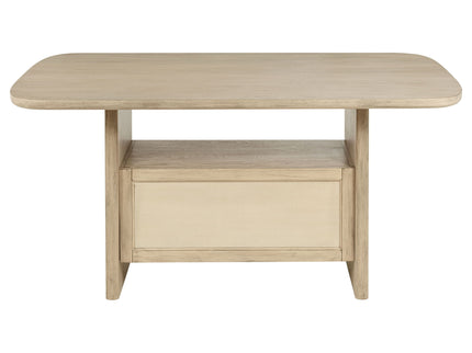 Kimpton - Counter Height Dining Table With Storage Cabinet And Shelves - Beige