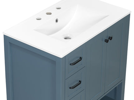Bathroom Vanity With Sink Top, Bathroom Vanity Cabinet With 2 Doors And 2 Drawers, Open Shelf