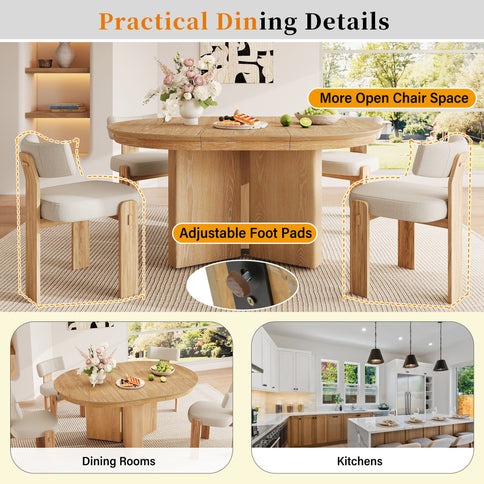 Farmhouse Oval Extendable Dining Table With Pedestal Base