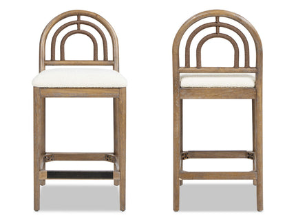 Leon - Arched Back & Upholstered Counter Stool (Set of 2) - Ivory White
