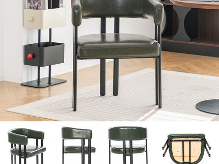 Modern Dining Upholstered Barrel Chair With Curved Back And Armrests