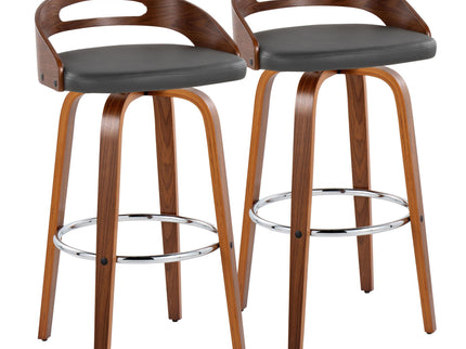Cassis - Contemporary Fixed Height Barstool With Swivel With Round Footrest (Set of 2)