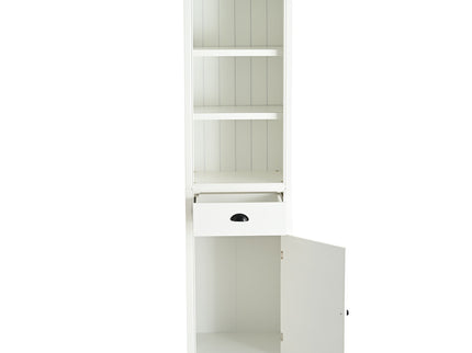 Retro Style 75'' Tall Display Shelf With Cabinet For Hallways Living Room Kitchen - White