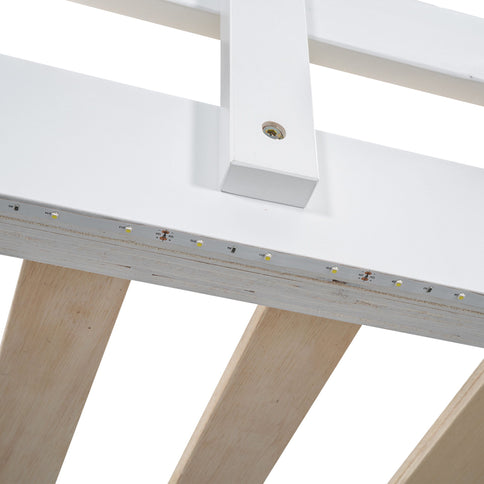 Loft Bed With Built In Wardrobe, Storage Shelves, And LED Light