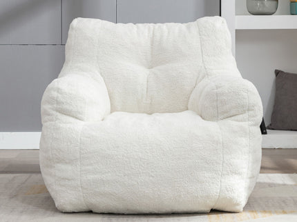 Soft Teddy Fabric Tufted Foam Bean Bag Chair With Teddy Fabric