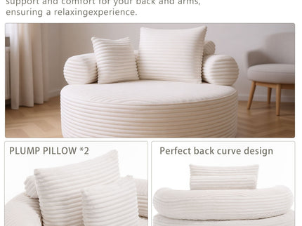 Round Sofa Bed With 3 Pillows For Living Room