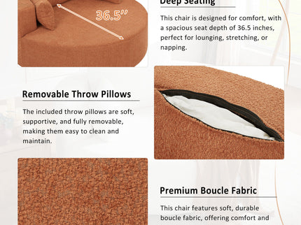 360° Swivel Accent Barrel Chair With 3 Removable Pillows For Living Room