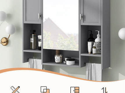 Wall Mounted Bathroom Storage Cabinet With Mirror, Medicine Cabinet With Towel Bar