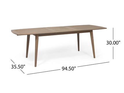 Placidity - Outdoor Expandable Dining Table With Slatted Tabletop And Tapered Legs