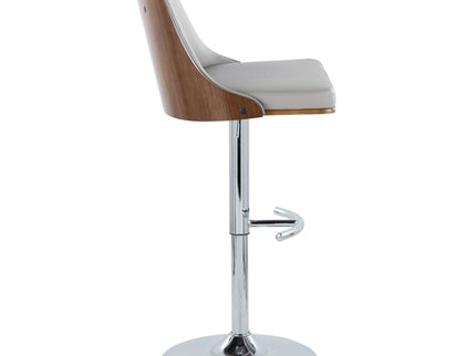 Gianna - Mid Century Modern Adjustable Barstool With Swivel With Rounded T Footrest (Set of 2)