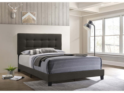 Tufted Full Panel Bed With Button Tufted Headboard, Platform Design - Charcoal