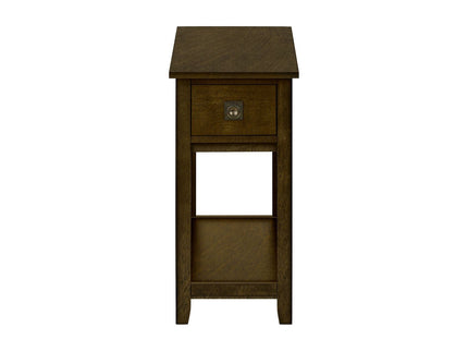 Accent End Table, 2 Tier, Narrow, Lamp, Storage Drawer, Charming Design