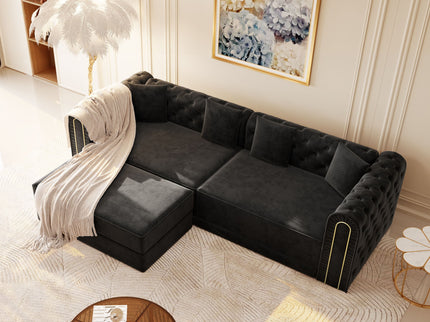 3-In-1 Convertible Sleeper Sofa With Movable Ottoman For Living Room