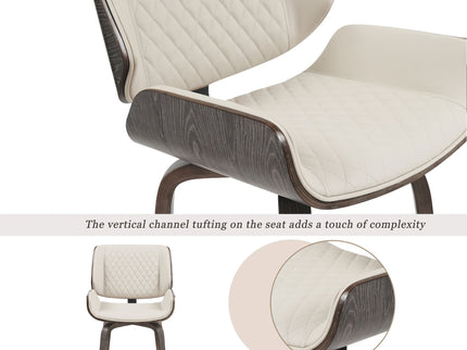 Mid Century Modern Dining Chair 360° Swivel, Ergonomic Design Upholstery, Bentwood Frame, (Set of 2) - Beige