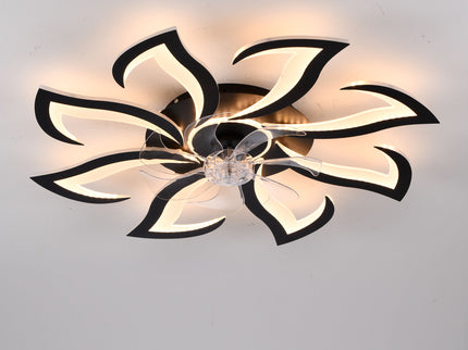 Flower Ceiling Fan With Remote Controlled LED Light, Flush Mount DC Motor Fan