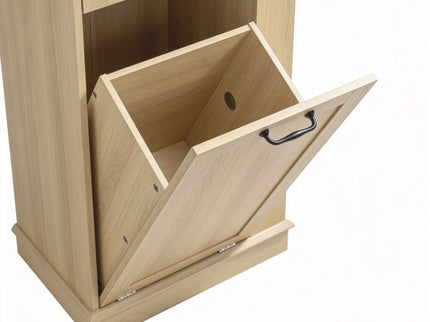 Modern Tall Storage Cabinet With Tilt-Out Compartment, Adjustable Shelves