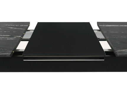 Bellingham - Dining Table With Self Storing Extension Leaf - Black Marble-Look Sintered Stone