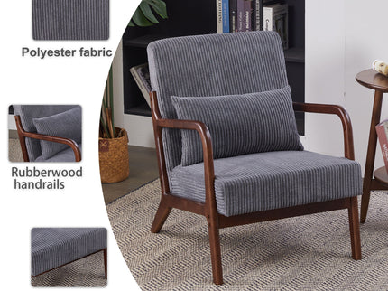 Accent Chair With Pillow And Wood Frame